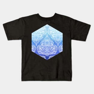 Out of the Blue - White Lace Doodle in Ombre Aqua and Cobalt Kids T-Shirt